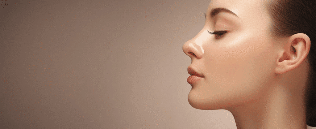 Profile of a woman with a well-defined nose.