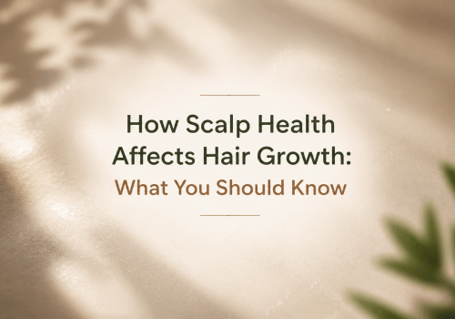 Text on a soft, neutral background discussing the relationship between scalp health and hair growth, emphasizing key information for better hair care practices.